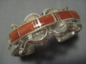 Striking Vintage Native American Navajo Repoussed Sterling Silver Bracelet Cuff-Nativo Arts