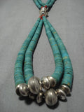 Striking Vintage Native American Navajo Royston Turquoise Sterling Silver Necklace Old-Nativo Arts