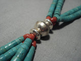 Striking Vintage Native American Navajo Royston Turquoise Sterling Silver Necklace Old-Nativo Arts