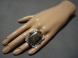 Striking Vintage Native American Navajo Sterling Silver Citrine Royston Turquoise Ring Old-Nativo Arts