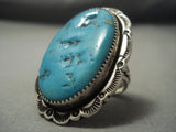 Striking Vintage Navajo Blue Gem Turquoise Sterling Native American Jewelry Silver Ring-Nativo Arts