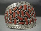 Striking Vintage Navajo Coral Sterling Silver Native American Jewelry Bracelet-Nativo Arts