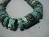 Striking Vintage Navajo Green Turquoise Sterling Native American Jewelry Silver Necklace Old-Nativo Arts