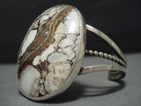 Striking Vintage Navajo Intense Huge Wildhrse Turquoise Sterling Silver Bracelet-Nativo Arts