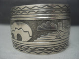 Striking Vintage Navajo Landscape Sterling Silver Bracelet Oold-Nativo Arts