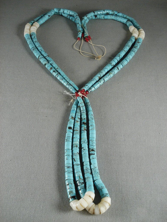 Striking Vintage Navajo Native American Jewelry jewelry Spider Turquoise Necklace-Nativo Arts