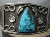 Striking Vintage Navajo Native American Jewelry jewelry Turquoise Sterling Silver Buckle- Heavy!!-Nativo Arts