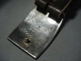 Striking Vintage Navajo Native American Jewelry jewelry Turquoise Sterling Silver Buckle- Heavy!!-Nativo Arts
