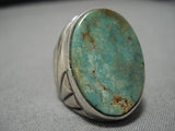 Striking Vintage Navajo Native American Royston Turquoise Sterling Silver Ring-Nativo Arts