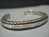 Striking Vintage Navajo Raised Sterling Silver Bracelet Old- Jimmie King Jr!-Nativo Arts