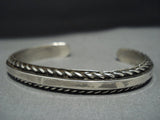 Striking Vintage Navajo Raised Sterling Silver Bracelet Old- Jimmie King Jr!-Nativo Arts