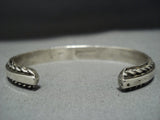 Striking Vintage Navajo Raised Sterling Silver Bracelet Old- Jimmie King Jr!-Nativo Arts