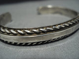Striking Vintage Navajo Raised Sterling Silver Bracelet Old- Jimmie King Jr!-Nativo Arts