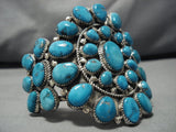 Striking Vintage Navajo Sterling Silver Turquoise Native American Bracelet Old-Nativo Arts