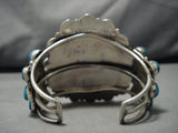 Striking Vintage Navajo Sterling Silver Turquoise Native American Bracelet Old-Nativo Arts