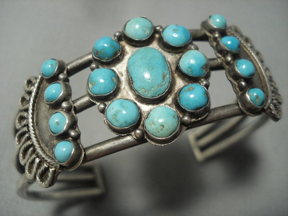 Striking Vintage Navajo Turquoise Sterling Native American Jewelry Silver Bracelet-Nativo Arts