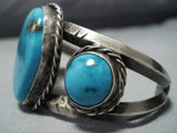 Striking Vintage Navajo Turquoise Sterling Silver Native American Jewelry Bracelet Old-Nativo Arts