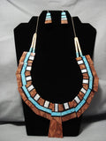 Striking Vintage Santo Domingo Turquoise Inlay Native American Necklace Earrings-Nativo Arts