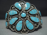 Striking Vintage Zuni Triple Inlay Turquoise Sterling Silver Bracelet-Nativo Arts
