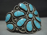 Striking Vintage Zuni Triple Inlay Turquoise Sterling Silver Bracelet-Nativo Arts