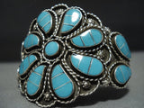 Striking Vintage Zuni Triple Inlay Turquoise Sterling Silver Bracelet-Nativo Arts