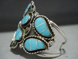 Striking Vintage Zuni Triple Inlay Turquoise Sterling Silver Bracelet-Nativo Arts