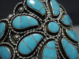 Striking Vintage Zuni Triple Inlay Turquoise Sterling Silver Bracelet-Nativo Arts