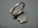 Striking Vintage Zuni Turquoise Dishta Style Sterling Silver Ring Old-Nativo Arts