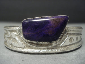 Stunning George Begay Sugulite Vintage Navajo Sterling Native American Jewelry Silver Bracelet Old-Nativo Arts