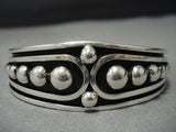 Stunning 'Graduating Bead' Native American Jewelry Navajo Solid Sterling Silver Nez Cuff Bracelet-Nativo Arts