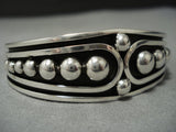 Stunning 'Graduating Bead' Native American Jewelry Navajo Solid Sterling Silver Nez Cuff Bracelet-Nativo Arts
