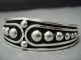 Stunning 'Graduating Bead' Native American Jewelry Navajo Solid Sterling Silver Nez Cuff Bracelet-Nativo Arts