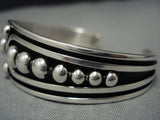 Stunning 'Graduating Bead' Native American Jewelry Navajo Solid Sterling Silver Nez Cuff Bracelet-Nativo Arts