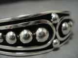 Stunning 'Graduating Bead' Native American Jewelry Navajo Solid Sterling Silver Nez Cuff Bracelet-Nativo Arts