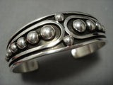 Stunning 'Graduating Bead' Native American Jewelry Navajo Solid Sterling Silver Nez Cuff Bracelet-Nativo Arts