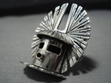 Stunning Kachina Head Sterling Silver Ring- 22 Grams!-Nativo Arts