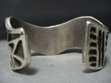 Stunning Native American Jewelry Navajo Sterling Silver Wavy Cuff Turquoise 106 Grams Bracelet-Nativo Arts