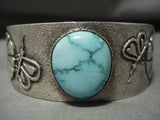 Stunning Navajo Carico Lake Turquoise Native American Jewelry Silver Flower Bracelet-Nativo Arts