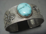 Stunning Navajo Carico Lake Turquoise Native American Jewelry Silver Flower Bracelet-Nativo Arts