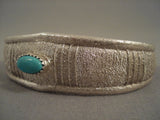 Stunning Tufa Casted Domed Turquoise Native American Jewelry Silver Navajo Bracelet-Nativo Arts
