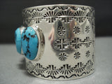 Stunning Vintage Native American Jewelry Navajo Blue Turquoise Kay Rogers Sterling Silver Bracelet-Nativo Arts