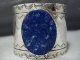 Stunning Vintage Native American Jewelry Navajo Huge Lapis Sterling Silver Bracelet-Nativo Arts