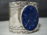 Stunning Vintage Native American Jewelry Navajo Huge Lapis Sterling Silver Bracelet-Nativo Arts