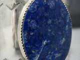 Stunning Vintage Native American Jewelry Navajo Huge Lapis Sterling Silver Bracelet-Nativo Arts