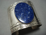 Stunning Vintage Native American Jewelry Navajo Huge Lapis Sterling Silver Bracelet-Nativo Arts