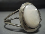 Stunning Vintage Native American Jewelry Navajo Sterling Silver Mother Ofpearl Bracelet-Nativo Arts