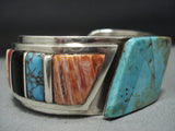 Stunning Vintage Native American Jewelry Navajo Turquoise Leonard Jim Sterling Silver Bracelet-Nativo Arts