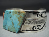 Stunning Vintage Native American Jewelry Navajo Turquoise Leonard Jim Sterling Silver Bracelet-Nativo Arts