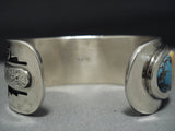 Stunning Vintage Native American Jewelry Navajo Turquoise Leonard Jim Sterling Silver Bracelet-Nativo Arts