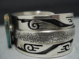 Stunning Vintage Native American Jewelry Navajo Turquoise Leonard Jim Sterling Silver Bracelet-Nativo Arts